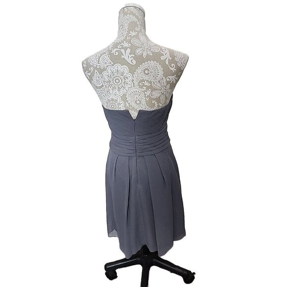 David's Bridal Strapless Pewter Knee Length Dress  Wedding, Formal, Prom Size 4 - Picture 4 of 8